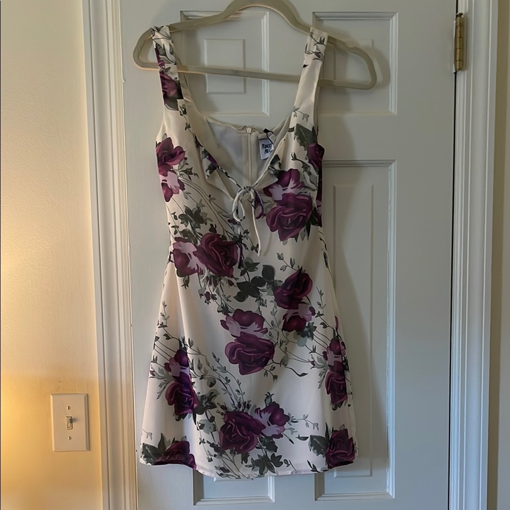 Floral Sleeveless Dress with Purple Roses